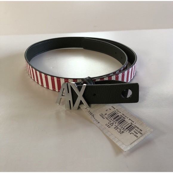 New Armani Exchange Womens A/X ANGLED CUTOUT LOGO BELT - Picture 2 of 9